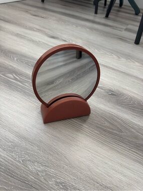 Round Terracotta Table Countertop/ Handheld Mirror